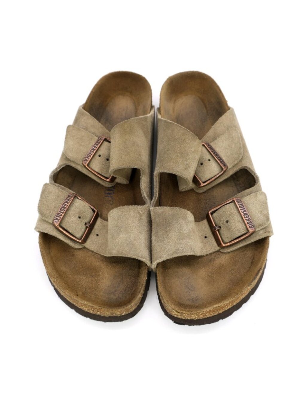 Birkenstock Sandals Arizona Taupe Suede Leather Soft Footbed Women's 39 US 8 - Picture 2 of 8